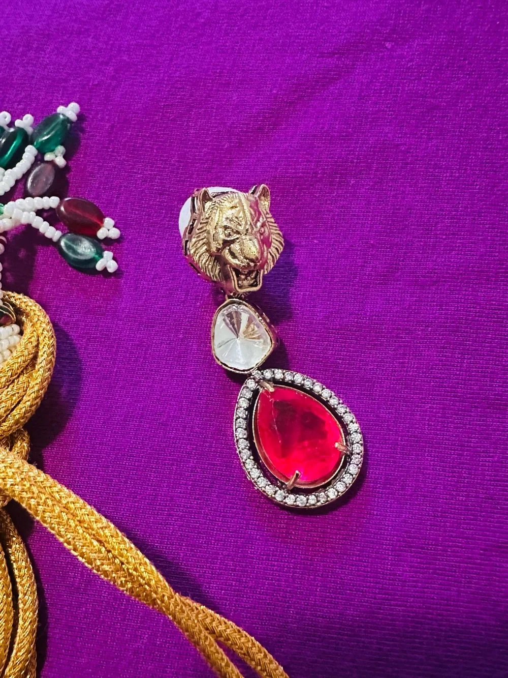 Multicolor Kundan and Moissanite Stone Teardrop Sabyasachi-brand-inspired set